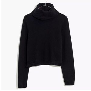 Madewell Black Cropped Cowl Turtle Neck Sweater